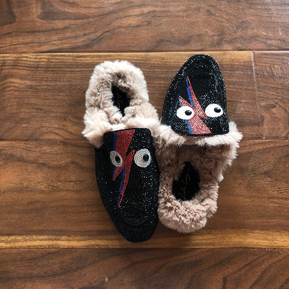 Lola Cruz Simone Black Glitter Slipper Loafers